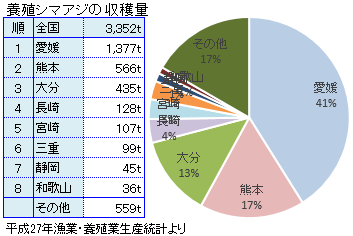 養殖シマアジの収穫量