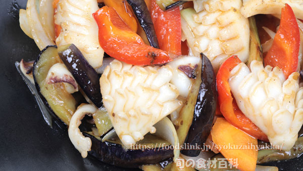 カミナリイカ（紋甲イカ）と野菜のオイスターソース炒め