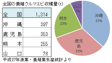 全国の養殖車エビ収穫量