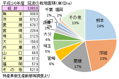 筑波栗／つくばぐりの主な産地と栽培面積