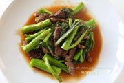 中国野菜のカイラン（芥藍）　牛肉とカイランの炒め物　オイスター