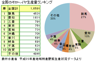 全国のモロヘイヤ生産量